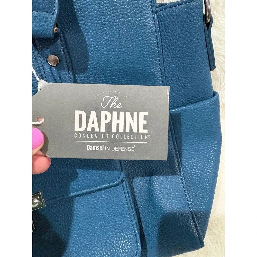 Damsel in Defense Daphne Concealed Carry Shoulder Bag Blue Large 16x10 - Picture 7 of 9